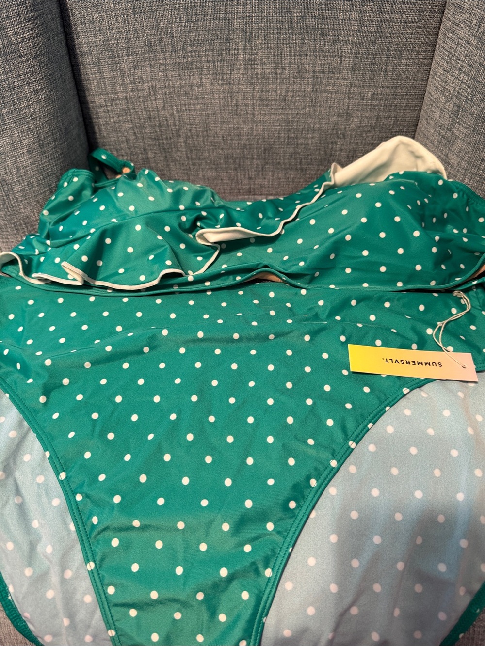Summersalt Green Polka Dot bikini Swimsuit - White Dot